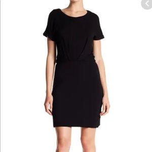 Bobeau Gathered Knit Black Dress